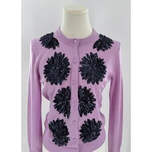 J Crew Lavender Wool Sequin Cardigan Jackie Cardi Small Grannycore Cardi S